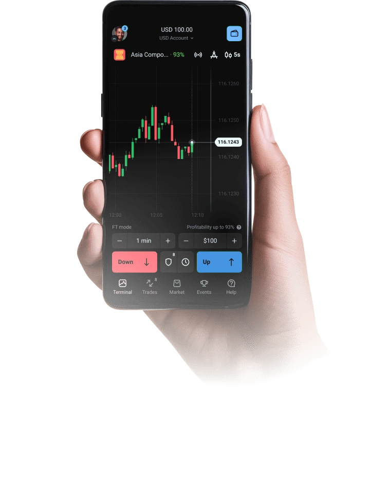 Phone displaying trading app